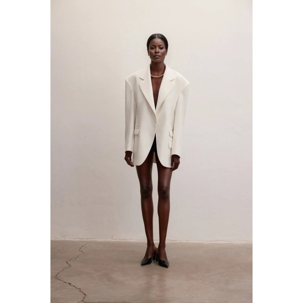 Grace Jones Structured Oversized Blazer in White - Picture 8 of 8